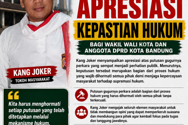 Kang Joker Apresiasi Putusan Gugurnya Perkara, Kepastian Hukum Harus Dijunjung Tinggi