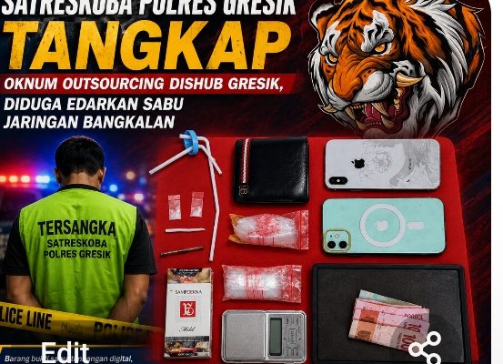 Oknum Outsourcing Dishub Gresik Diduga Edarkan Sabu Jaringan Bangkalan, Satresnarkoba Polres Gresik Ringkus Dua Pelaku